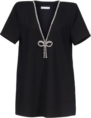 AREA Crystal Bow V-Neck T-Shirt Dress in Saudi Arabia