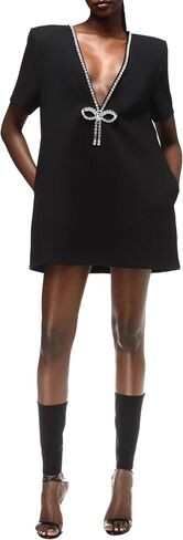 AREA Crystal Bow V-Neck T-Shirt Dress in Saudi Arabia