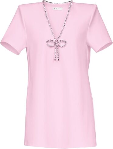 AREA Crystal Bow V-Neck T-Shirt Dress in Saudi Arabia