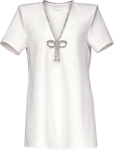 AREA Crystal Bow V-Neck T-Shirt Dress in Saudi Arabia