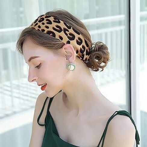Brown Leopard Neck Tie, Women's Fashion Scarves Chic Skinny Scarf Hairband Stylish Purse Scarf Leopard Accessory, Elegant Silk Feeling Head Scarf in Saudi Arabia