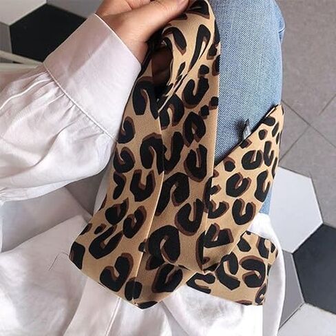 Brown Leopard Neck Tie, Women's Fashion Scarves Chic Skinny Scarf Hairband Stylish Purse Scarf Leopard Accessory, Elegant Silk Feeling Head Scarf in Saudi Arabia