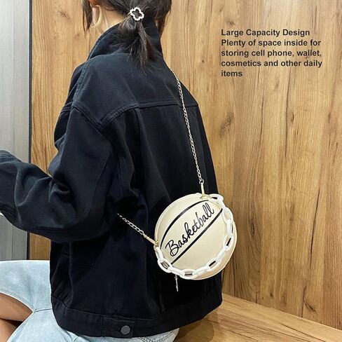 Basketball Shape Shoulder Bag, PU Leather Cute Fashionable Round Handbag for Women Girls, Suitable for Traveling in Kuwait