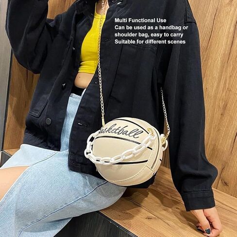 Basketball Shape Shoulder Bag, PU Leather Cute Fashionable Round Handbag for Women Girls, Suitable for Traveling in Kuwait