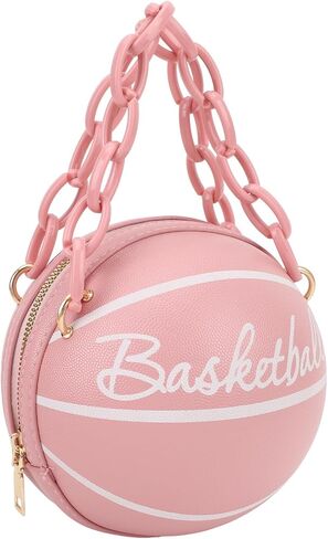 Basketball Shape Shoulder Bag, PU Leather Cute Fashionable Round Handbag for Women Girls, Suitable for Traveling in Kuwait