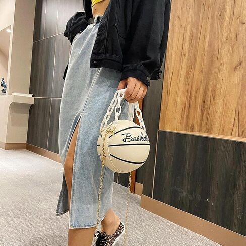 Basketball Shape Shoulder Bag, PU Leather Cute Fashionable Round Handbag for Women Girls, Suitable for Traveling in Kuwait