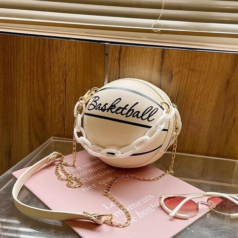 Basketball Shape Shoulder Bag, PU Leather Cute Fashionable Round Handbag for Women Girls, Suitable for Traveling in Kuwait