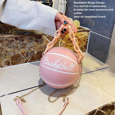 Basketball Shape Shoulder Bag, PU Leather Cute Fashionable Round Handbag for Women Girls, Suitable for Traveling in Kuwait