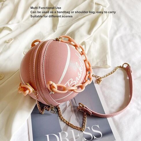 Basketball Shape Shoulder Bag, PU Leather Cute Fashionable Round Handbag for Women Girls, Suitable for Traveling in Kuwait