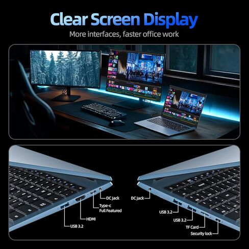 كمبيوتر محمول 15.6 بوصة، 8 جيجابايت DDR4 256 جيجابايت SSD، أجهزة كمبيوتر محمولة مع معالج Celeron J4105 (يصل إلى 2.5 جيجا هرتز)، 5000 مللي أمبير، 2.4/5.0 جيجا واي فاي، كاميرا ويب، Mini HDMI، USB 3.0، بلوتوث 5.0 in Kuwait