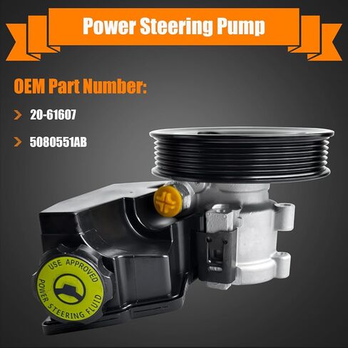 20-61607 مضخة توجيه الطاقة مع خزان البكرة تناسب 1999-2004 Jeep Grand Cherokee Sport Utility L6 4.0L ، لعام 1999-2000 Jeep Grand Cherokee Sport Utility V8 4.7L ، Power Assit Pump OE# 508051AB in Saudi Arabia