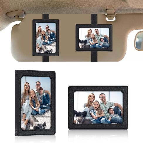 Car Picture Holder Black Leather Sunglasses Visor Clip for Photo Car Visor Clip Frame with Elastic Strap Personalized in Saudi Arabia