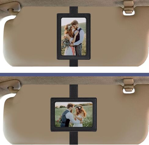 Car Picture Holder Black Leather Sunglasses Visor Clip for Photo Car Visor Clip Frame with Elastic Strap Personalized in Saudi Arabia