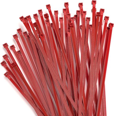 250 قطعة من ربطات العنق المصنوعة من النايلون باللون الأحمر مقاس 10.16 سم - ربطات عنق خارجية شديدة التحمل للسياج والمنزل والنباتات الخضراء. in Kuwait