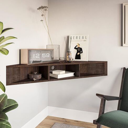 Belleze 47 بوصة الجدار العائم الحديثة الجدار المثبت على الحائط ، وحدة تحكم تلفزيونية مع ثلاثة أرفف وقطعة الكابلات ، تخزين زخرفة الزخرفة لتوفير المساحة - Russel (غسل رمادي) in Kuwait