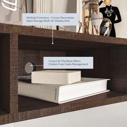 Belleze 47 بوصة الجدار العائم الحديثة الجدار المثبت على الحائط ، وحدة تحكم تلفزيونية مع ثلاثة أرفف وقطعة الكابلات ، تخزين زخرفة الزخرفة لتوفير المساحة - Russel (غسل رمادي) in Kuwait