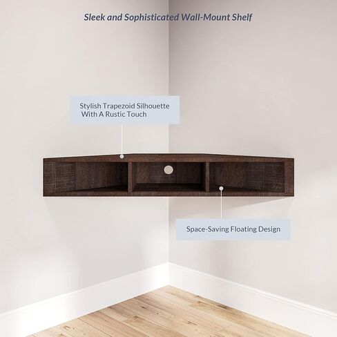 Belleze 47 بوصة الجدار العائم الحديثة الجدار المثبت على الحائط ، وحدة تحكم تلفزيونية مع ثلاثة أرفف وقطعة الكابلات ، تخزين زخرفة الزخرفة لتوفير المساحة - Russel (غسل رمادي) in Kuwait