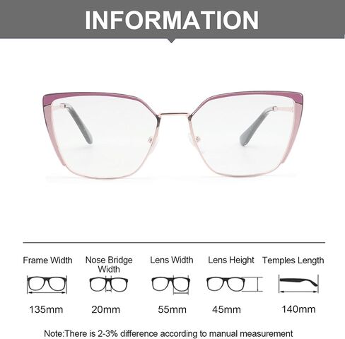 Oversized Metal Frame Reading Glasses for Women,Fashion Cat Eye Ladies Readers in Kuwait