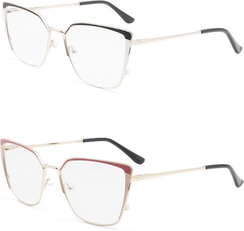 Oversized Metal Frame Reading Glasses for Women,Fashion Cat Eye Ladies Readers in Kuwait