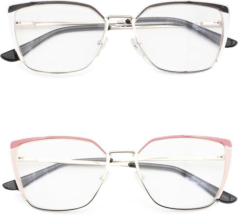 Oversized Metal Frame Reading Glasses for Women,Fashion Cat Eye Ladies Readers in Kuwait