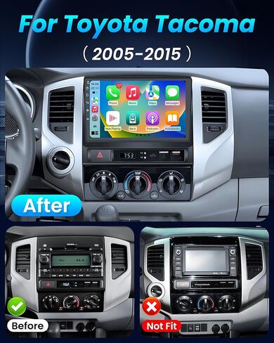 ستيريو راديو السيارة لسيارة Toyota Tacoma 2005-2013: ترقية 2+64G مع CarPlay اللاسلكي Android Auto 9 بوصة تعمل باللمس - 5G WiFi/GPS/Bluetooth in Kuwait