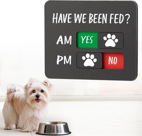 تذكير بتغذية الحيوانات الأليفة مع مغناطيس، متتبع تغذية الكلاب مع "Have We Been Fed؟"، لافتة منزلقة من الأكريليك للثلاجة، لافتة تغذية صباحًا ومساءً مع خيارات نعم لا، أسود مدمج مع ملصقات، 4.7 بوصة × 3.9 بوصة in Saudi Arabia