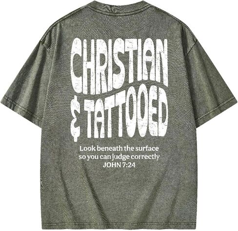 Graphic Tees Summer Women Men Cotton Novelty Oversized Crew Verse in Bible Christian Washed T-Shirt in Saudi Arabia