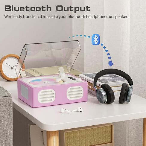 Portable Bluetooth CD Player with Speaker, Retro CD Player, LED Screen, USB Playback, AUX Input/Output, Rechargeable, Perfect for Home Decoration, Remote Control, and Home Entertainment in Kuwait