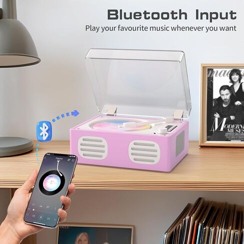 Portable Bluetooth CD Player with Speaker, Retro CD Player, LED Screen, USB Playback, AUX Input/Output, Rechargeable, Perfect for Home Decoration, Remote Control, and Home Entertainment in Kuwait