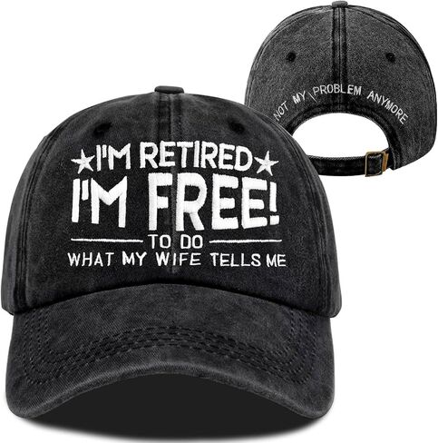 Embroidered Retired Hat for Retirement Gifts for Woman Men - Adjustable Breathable Cotton Baseball Cap in Kuwait