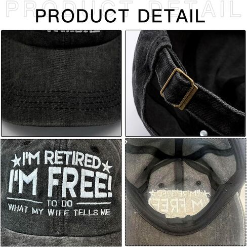 Embroidered Retired Hat for Retirement Gifts for Woman Men - Adjustable Breathable Cotton Baseball Cap in Kuwait