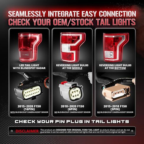 OPT7 Easy Connect Tailgate Light Bar Harness for 2021-2023 F150 with Halogen Factory Tail Lights + BLIS: XLT 300A 301A 302A, Tremor 401A, Raptor 800A with Blind Spot/Backup Camera/Tow Assist Sensor in Saudi Arabia