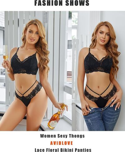 Avidlove Women Womens Cotton Thongs Sexy Lace Bikini Branties v Shape Weistband Tangas 1-4 packs in Kuwait