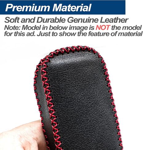 Fit for Dodge Ram 2500 3500 4500 5500 Genuine Leather Smart Key Fob Case Cover Keyless Entry Protector, with Key Chain (5-Button, Black/Red) in Kuwait