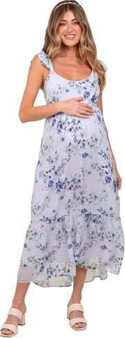 Pinkblush Lilac Floral Floral Open Back Tie Disk Maxi in Saudi Arabia