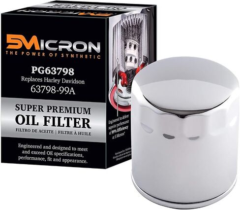5Micron PG63798 Full Synthetic Oil Filter | Fits 99'-Newer Harley Davidson Twin Cam and Evolution. models (except '08-later XR models) (Pack of 6) in Saudi Arabia