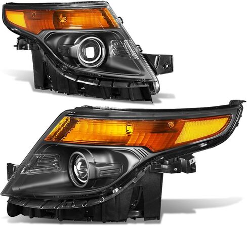 Auto Dynasty المصابيح الأمامية مجموعة متوافقة مع 2011 2012 2013 2014 2015 Ford Explorer 5th Gen U502 ، زوج من المصابيح الأمامية الأمامية ، سائق وركاب ، زاوية أمبر Chrome Housing Corner in Kuwait