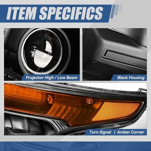 Auto Dynasty المصابيح الأمامية مجموعة متوافقة مع 2011 2012 2013 2014 2015 Ford Explorer 5th Gen U502 ، زوج من المصابيح الأمامية الأمامية ، سائق وركاب ، زاوية أمبر Chrome Housing Corner in Kuwait