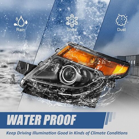 Auto Dynasty المصابيح الأمامية مجموعة متوافقة مع 2011 2012 2013 2014 2015 Ford Explorer 5th Gen U502 ، زوج من المصابيح الأمامية الأمامية ، سائق وركاب ، زاوية أمبر Chrome Housing Corner in Kuwait