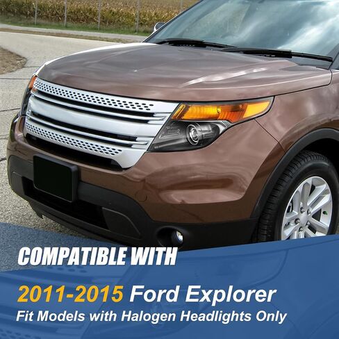Auto Dynasty المصابيح الأمامية مجموعة متوافقة مع 2011 2012 2013 2014 2015 Ford Explorer 5th Gen U502 ، زوج من المصابيح الأمامية الأمامية ، سائق وركاب ، زاوية أمبر Chrome Housing Corner in Kuwait