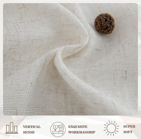 Linen Kitchen Curtains,20 Inch Length Light Filtering Short Curtains for Windows,Small Window Drapes for Bathroom Living Room,2 Panels,(24" W x 20" L Natural) in Saudi Arabia