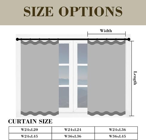 Linen Kitchen Curtains,20 Inch Length Light Filtering Short Curtains for Windows,Small Window Drapes for Bathroom Living Room,2 Panels,(24" W x 20" L Natural) in Saudi Arabia