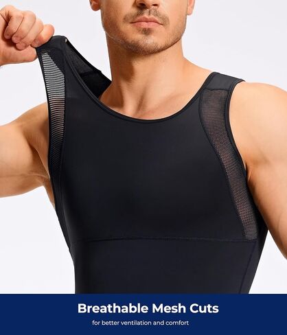 TAILONG Mens Compression Shirt Tank Top Undershirt Shapewear Slimming Body Shaper Vest Mesh Workout Shirts in Kuwait