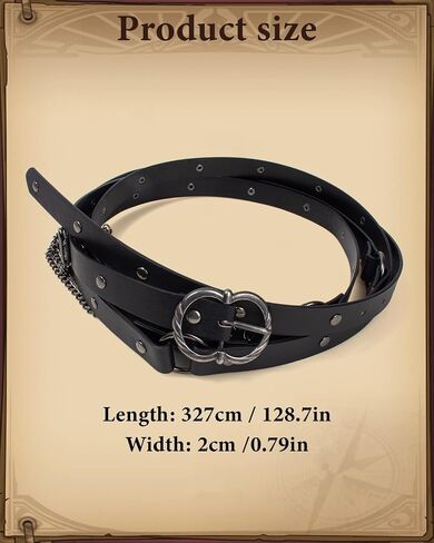KOTORA Retro Skinny Belt Long Metal Chain Exotic Cross Waist Costume Accessory Medieval Renaissance DIY Dress Cosplay in Kuwait