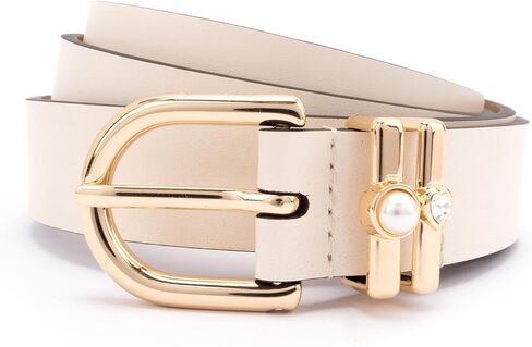 kate spade new york Women's 1 Inch Belt with Pearl & Heart Keppers, Leather Accessory, Adjustable Sizing in Saudi Arabia
