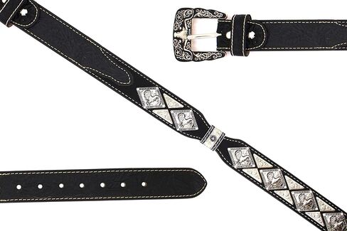Mens Western Concho Leather Belt Longhorn Horse Rooster Sheriff Hardware Cowboy Belt in Kuwait