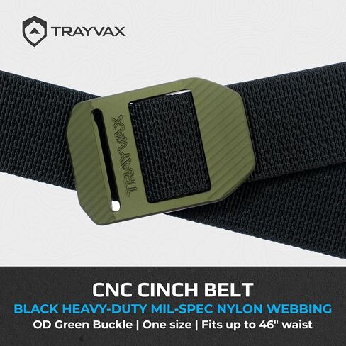 Trayvax Tactical Belt, Nylon Web Cinch Belt for Men and Women, Outdoor Hiking and Military Accessories, CNC Machined in Saudi Arabia