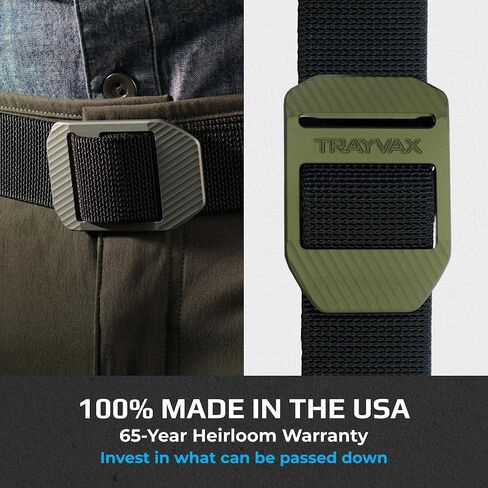 Trayvax Tactical Belt, Nylon Web Cinch Belt for Men and Women, Outdoor Hiking and Military Accessories, CNC Machined in Saudi Arabia