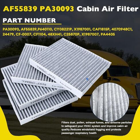 AF55839 PA30093 P640110 Cabin Air Filter with Activated Carbon Fit for Kenworth T660 T680 T700 T800 T880,for Peterbilt 567 579,for International HV507 HV607 LT625 MV607,Replace X1987001,CY08221P 4pcs in Kuwait