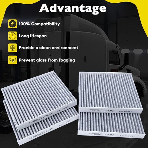 AF55839 PA30093 P640110 Cabin Air Filter with Activated Carbon Fit for Kenworth T660 T680 T700 T800 T880,for Peterbilt 567 579,for International HV507 HV607 LT625 MV607,Replace X1987001,CY08221P 4pcs in Kuwait